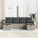Havesofa Sæt 6 stk. Lysegrå polyrattan