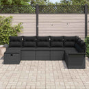 Havesofa Sæt med pude med opbevaring 8 pcs Sort polyrattan