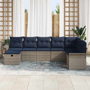 Havesofa Sæt med pude 8 pcs Grå og Marineblå polyrattan