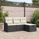 Havesofa Sæt med pude 4 pcs Sort og Cream polyrattan