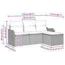 Havesofa Sæt med pude 4 pcs Sort og Cream polyrattan
