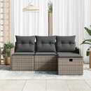 Havesofa Sæt med pude med opbevaring 4 pcs Grå polyrattan