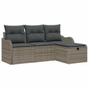 Havesofa Sæt med pude med opbevaring 4 pcs Grå polyrattan