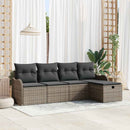 Havesofa Sæt med pude med opbevaring 5 pcs Grå polyrattan