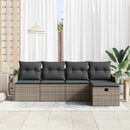 Havesofa Sæt med pude med opbevaring 5 pcs Grå polyrattan