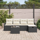 Havesofa Sæt med pude 6 pcs Sort og Cream polyrattan
