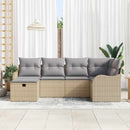 Havesofa Sæt 6 stk. 6-Antal sæder Beige og lys grå polyrattan