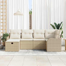 Havesofa Sæt med pude 6 pcs beige og cremefarvet Poly rattan