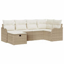 Havesofa Sæt med pude 6 pcs beige og cremefarvet Poly rattan