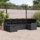 Havesofa Sæt med pude med opbevaring 6 pcs Sort Poly rattan