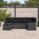 Havesofa Sæt med pude med opbevaring 6 pcs Sort Poly rattan