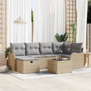 Havesofa Sæt 7 stk. 6-Antal sæder Beige og lys grå polyrattan