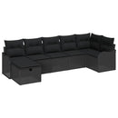 Sofa Sæt med pude med opbevaring 7 pcs Sort polyrattan