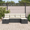 Sofa Sæt med pude med opbevaring 6 pcs Sort og Cream polyrattan