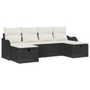 Sofa Sæt med pude med opbevaring 6 pcs Sort og Cream polyrattan