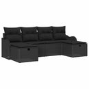 Sofa Sæt med pude med opbevaring 6 pcs Sort polyrattan