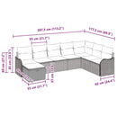 Sofa Sæt 8 stk. 8-Antal sæder Sort og Cream polyrattan