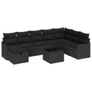 Sofa Sæt med pude med opbevaring Sort polyrattan