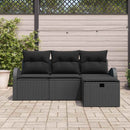 Sofa Sæt med pude med opbevaring 4 pcs Sort polyrattan