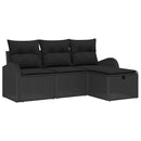 Sofa Sæt med pude med opbevaring 4 pcs Sort polyrattan