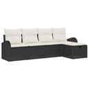 Sofa Sæt med pude med opbevaring 5 pcs Sort og Cream polyrattan