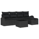 Sofa Sæt med pude med opbevaring 6 pcs Sort polyrattan