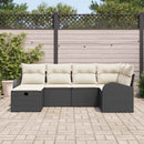 Sofa Sæt 6 stk. Sort og Cream polyrattan