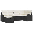 Sofa Sæt 6 stk. Sort og Cream polyrattan