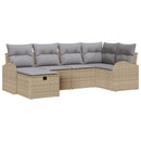 Sofa Sæt med pude med opbevaring Beige og lys grå polyrattan