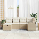Sofa Sæt 6 stk. Beige og creme polyrattan