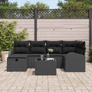 Havesofa Sæt med pude 7 pcs Sort 234 x 124 x 85 cm Poly rattan
