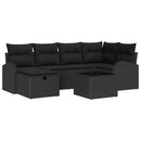 Havesofa Sæt med pude 7 pcs Sort 234 x 124 x 85 cm Poly rattan