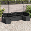 Sofa Sæt med pude med opbevaring 7 pcs Sort polyrattan