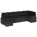 Sofa Sæt med pude med opbevaring 7 pcs Sort polyrattan