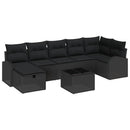 Sofa Sæt med pude med opbevaring 8 pcs Sort polyrattan