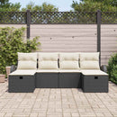 Sofa Sæt med pude med opbevaring 6 pcs Sort og Cream polyrattan
