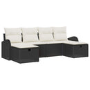 Sofa Sæt med pude med opbevaring 6 pcs Sort og Cream polyrattan