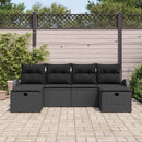 Sofa Sæt med pude med opbevaring 6 pcs Sort polyrattan