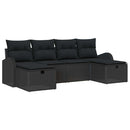 Sofa Sæt med pude med opbevaring 6 pcs Sort polyrattan