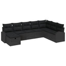 Sofa Sæt med pude med opbevaring Sort polyrattan