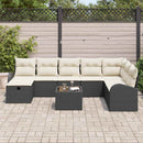 Sofa Sæt 9 stk. Sort og cremefarvet polyrattan
