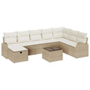 Sofa Sæt med pude beige og cremefarvet polyrattan
