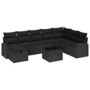 Sofa Sæt med pude med opbevaring Sort polyrattan