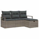 Sofa Sæt med pude med opbevaring 4 pcs Grå polyrattan