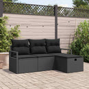 Sofa Sæt med pude med opbevaring 4 pcs Sort polyrattan