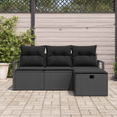 Sofa Sæt med pude med opbevaring 4 pcs Sort polyrattan
