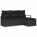 Sofa Sæt med pude med opbevaring 4 pcs Sort polyrattan