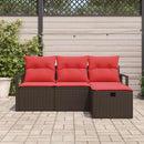 Sofa Sæt med pude med opbevaring 4 pcs Brun og Rød polyrattan
