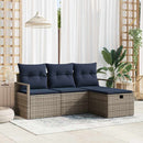 Sofa Sæt med pude 4 pcs Grå og Marineblå polyrattan
