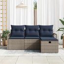 Sofa Sæt med pude 4 pcs Grå og Marineblå polyrattan